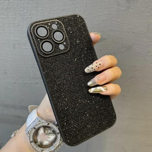 Coque iPhone 16 Pro cuir pailleté étui souple antichoc objectif photo