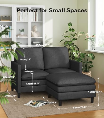 Image of Welzona 3-Layers Cloud L Shaped Couch, 51 inch Teddy Sofa and Loveseat Set