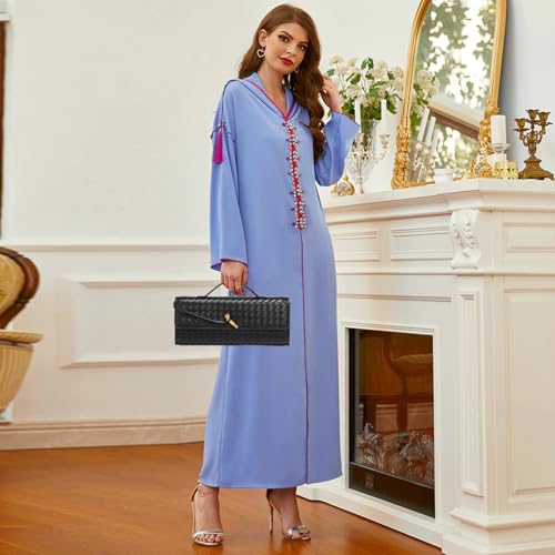 Women's Trendy Woven Evening Clutch Purse PU Leather Crossbody Underarm Shoulder Handbag Cute Satchel Wallet3