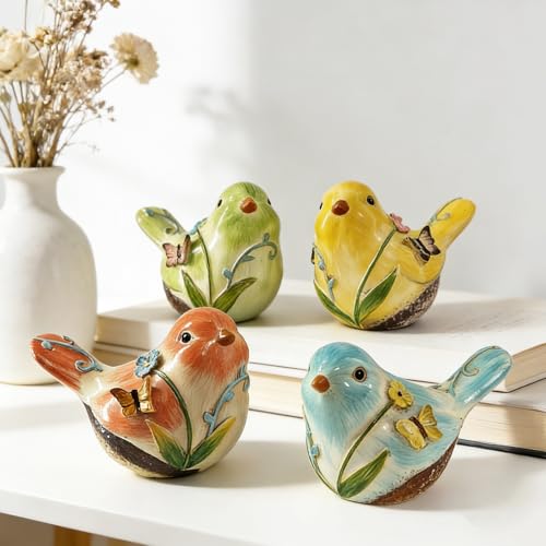 Figura de pájaro naranja de resina pintada a mano 3.2 pulg miniatura 7