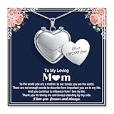 Focxoio Collar con medallón de corazón para mujer, regalo de mensaje secreto que se puede abrir, joyería romántica grabada para ella, esposa, novia, madre, abuela, hermana, mejor amiga, tía, Acero