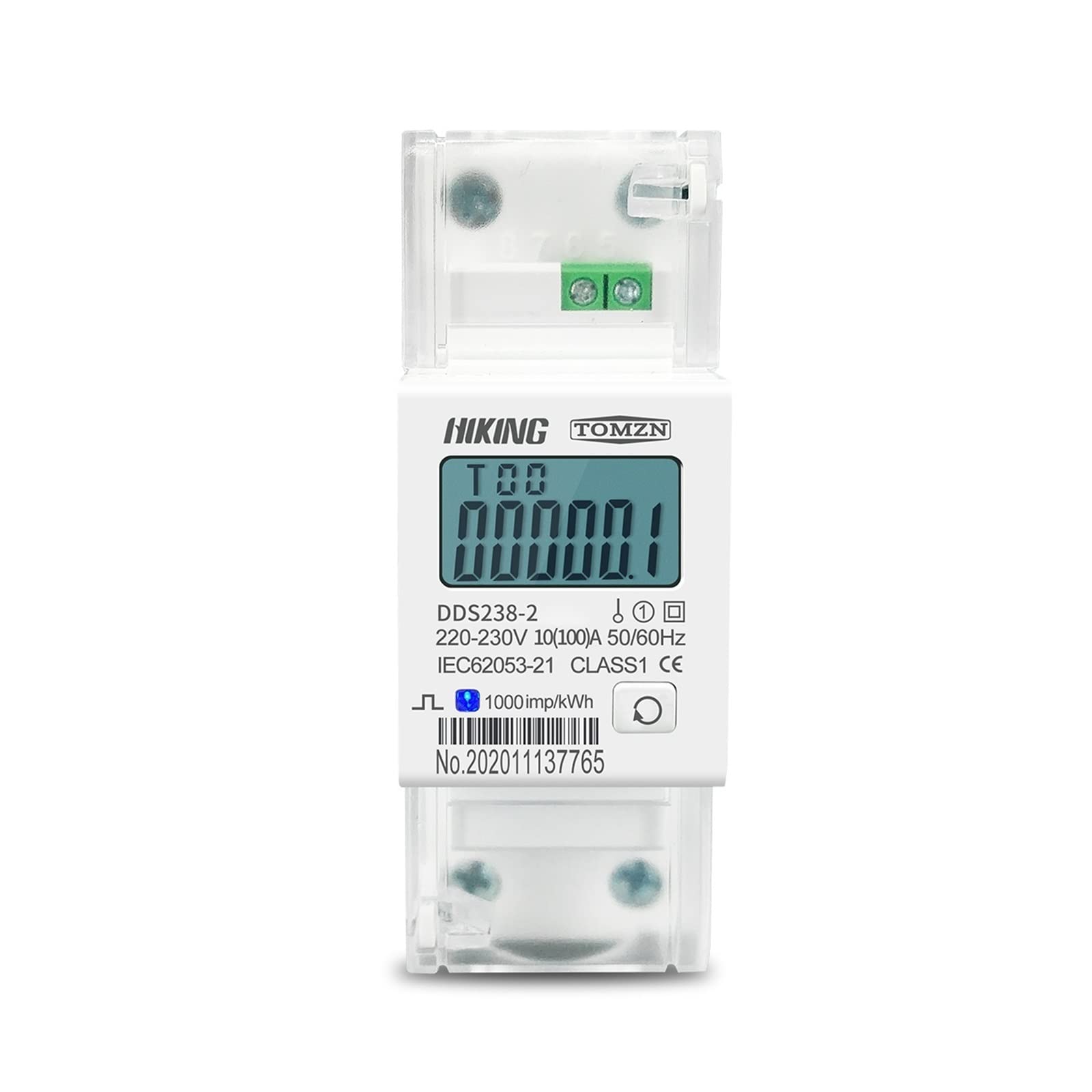VDOQTLJT Bi-Directional Single Phase Energy meter100A 220V 230V 50HZ 60HZ 100A Active Import Export kwh Din Rail Watt Hour