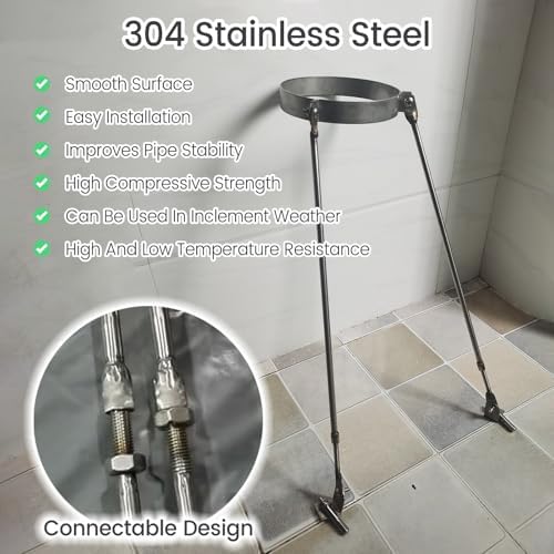 Stainless Steel Chimney Stove Pipe Support Kit - Adjustable Legs for Wind & Snow Stability, Customizable Roof Support, Fits 260mm Diameter (10.2in)