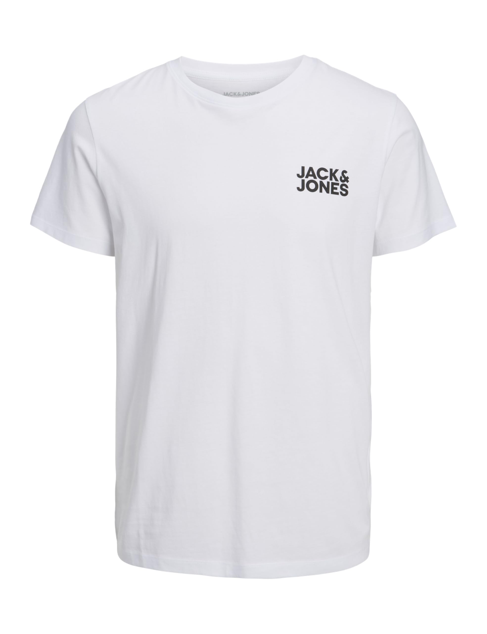 Jack & Jones Men's White Jjecorp Logo Tee O-Neck Noos T-Shirt, /Fit:slim/Small Print/Black, L Uk