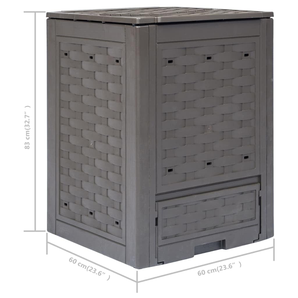 vidaXL Kompostowniki, 2 szt., 60x60x83 cm, 600 L, rattan z tworzywa