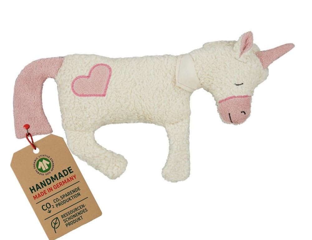 Efie Dinkel-Bio-Wärmekissen Einhorn mit Herz, kontrolliert biologischer Anbau (organic), Made in Germany, GOTS zertifiziert