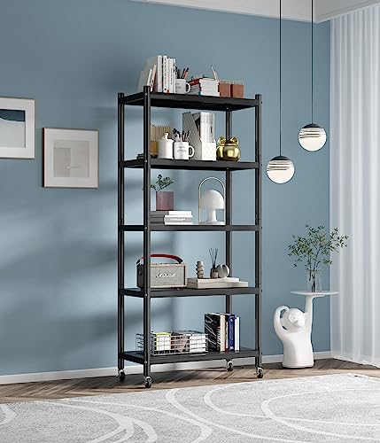 5 Tier Lightweight Storage Metal Shelves, Kitchen Storage Shelves Garage Shelving Unit, Large Capacity Storage Rack, Utility Shelf For Pantry Closet Office Laundry (32" Lx16“ Wx63” H) #TOP1