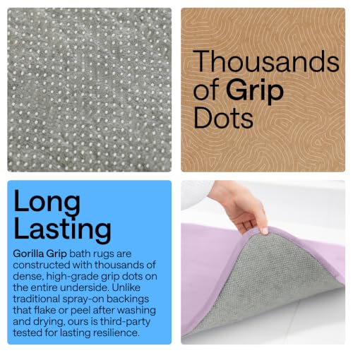 Image of GORILLA GRIP Memory Foam Bath Mat, Soft Absorbent Velvet Bathroom Mats, Durable Dots on Underside, Machine Washable Bathmat, Carpet Rug Room Decor for Shower Tub Floor RV, 24x17 Rugs, Purple