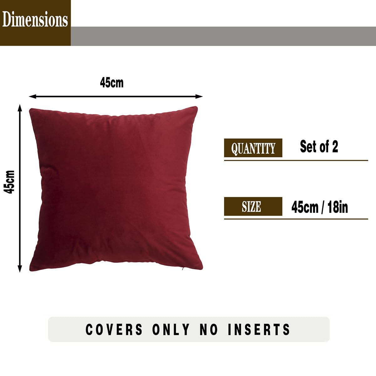 GONOVE Cushion Covers 45x45cm Decorative Modern Throw Pillow Case Pack of 2 Velvet Soft Pillow Cushion Covers Square Wine Red Pillowcase for Livingroom Sofa Bedroom - Image 2