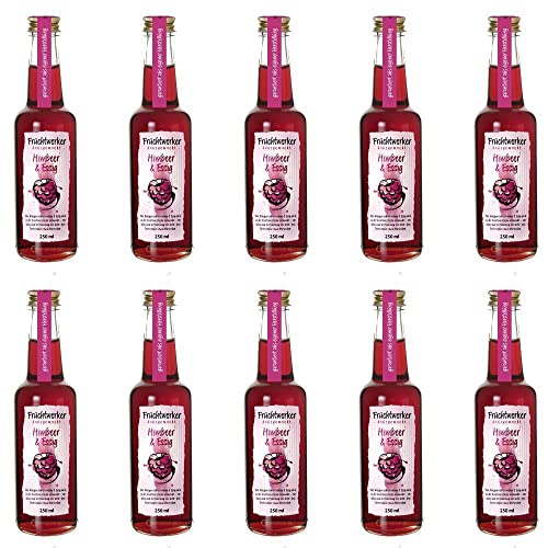 Fruchtwerker | Himbeer & Essig | Mit Saft aus echten Früchten| 10er Pack | 10x 250ml Glasflasche Cover