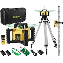 Firecore Green Self-Leveling Rotary Laser Level Kit, Horizontal/Vertical with Plumb Spot, 1969-Foot Range, IP55 Rated, Includes Tripod, Grade Rod, Receiver, 2 Batteries, Carrying Case, and Accessories