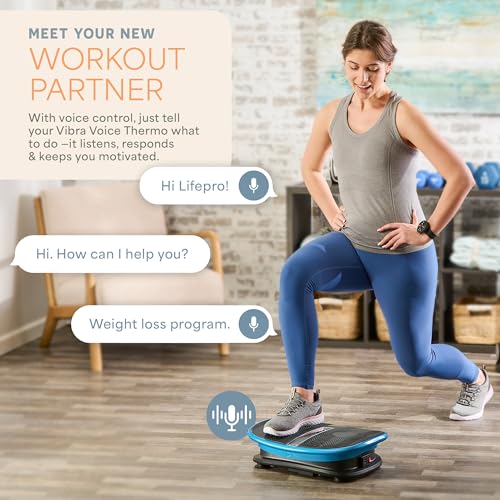 Image of Lifepro Vibra Voice Vibration Plate Exercise Machine - Voice Control & Optional Heat Function Curved Vibrating Platform Machine with 30 Speed Levels - Whole Body Vibration Plate for Lymphatic Drainage