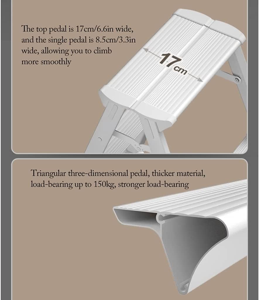 Portable Step Stool Folding Step Ladder Portable Work Bench Aluminum Step Stool with Anti-Slip Wide Pedal (C)