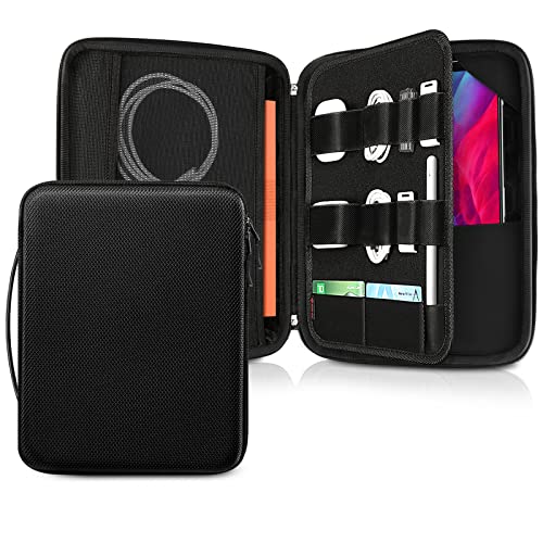 Finpac Hard Tablet Sleeve Case For 12.9-Inch Ipad Pro M2/M1 (6Th/5Th/4Th/3Rd Gen) 2022-2018, Protective Portfolio Organizer Bag For Surface Pro 9/8/X/7/6/5, Pens, Cables, Electronics (Black) #TOP29