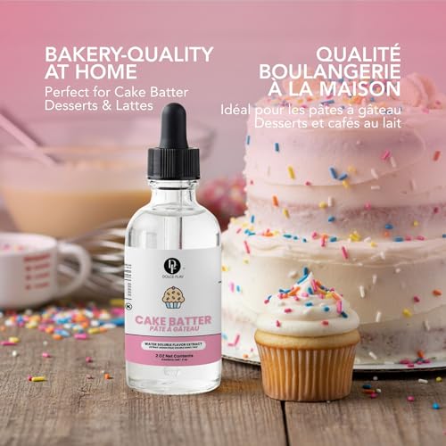 Image of Dolce Flav Natural Cake Batter Extract - 2 Ounce Water-Soluble Kosher, Sugar-Free, Concentrated Birthday Cake Flavor for Frosting, Cupcakes & Ice Cream, Includes Measured Dropper