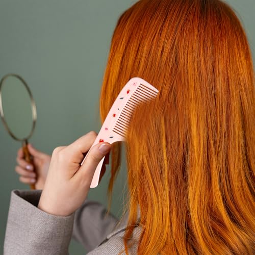 Conjunto de 2 peças de pente de cabelo fofo, pente de morango rosa pente de dente fino e pente de ca