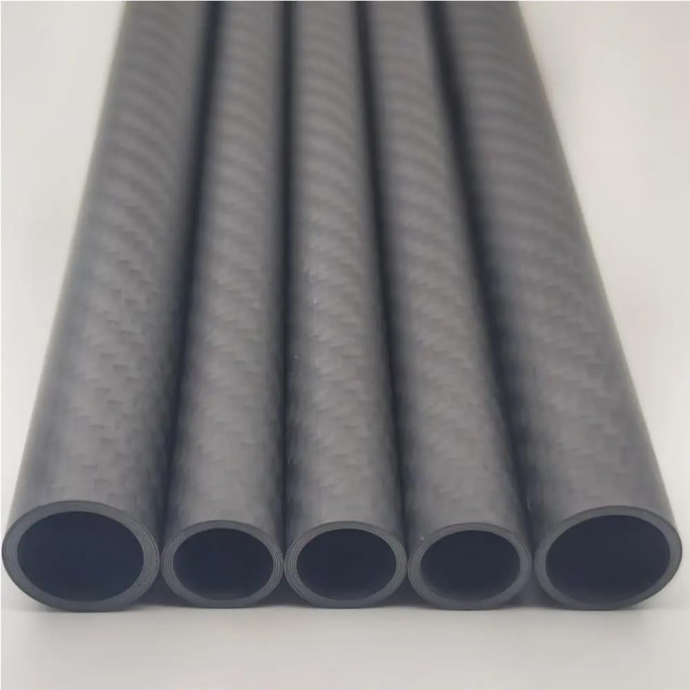 Lot de 2 tubes droits en fibre sergée mate de 500 mm, épaisseur de paroi de 1,5 mm, tube en carbone 3K résistant au vieillissement(12x9mm)