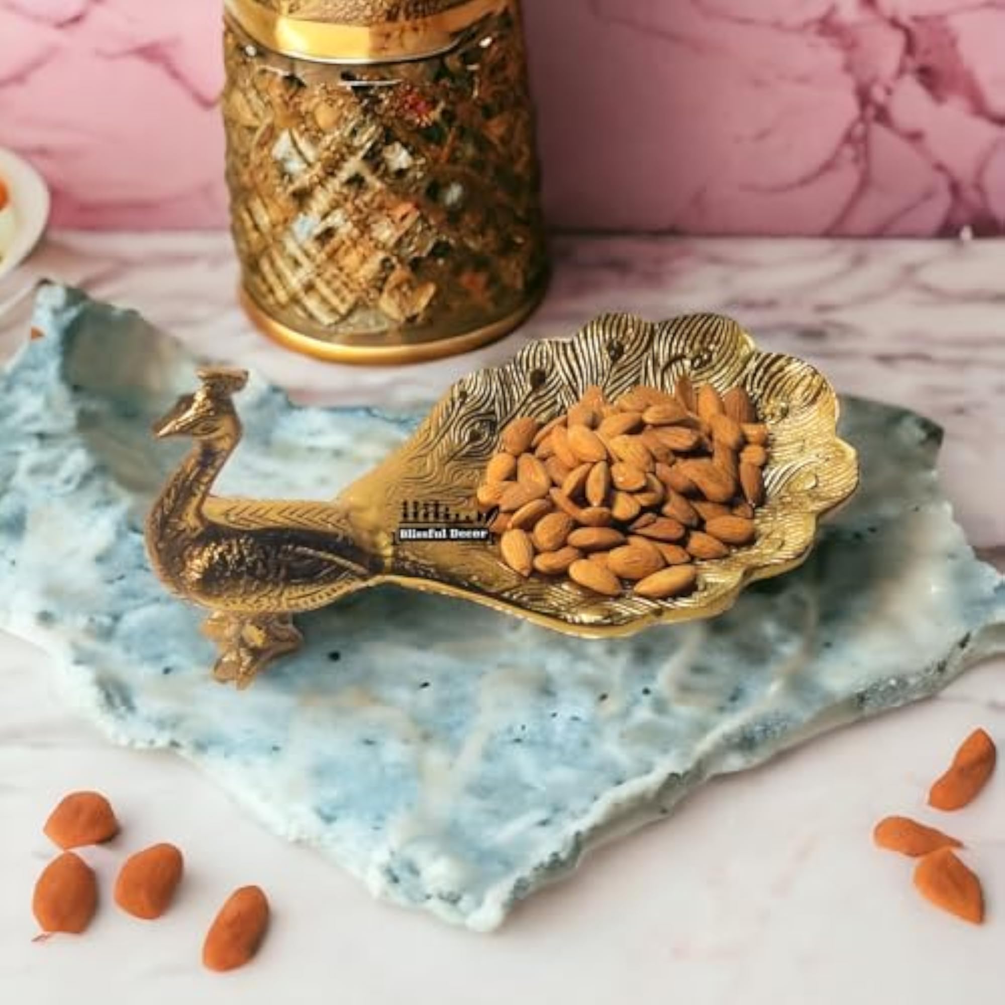 Decorative Peacock Tray/Platter Gold Plated Serveware