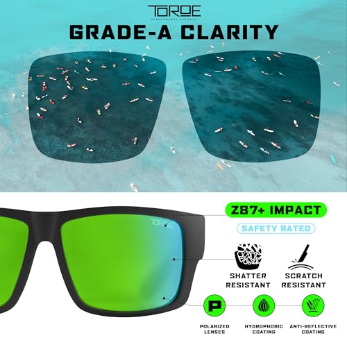 Image of TOROE Z87+ Polarized Safety Sunglasses Matte Black TR90 Frame, ANSI Rated Lens