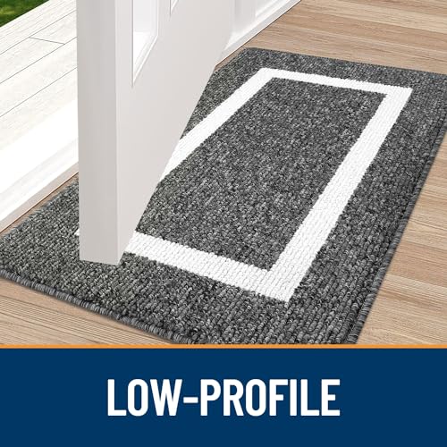 OLANLY Indoor Door Mat, 32x20, Non-Slip Absorbent Resist Dirt Entrance Mat, Washable Low-Profile Inside Entry Doormats for Entryway, Black