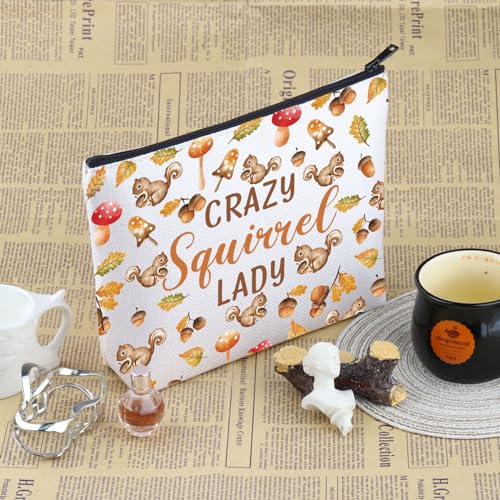 PYOUL Squirrel Lover Gift Crazy Squirrel Lady Makeup Bag Chipmunk Lover Cosmetic Bag Squirrel Merch (Crazy Squirrel Lady Bag) - Image 3