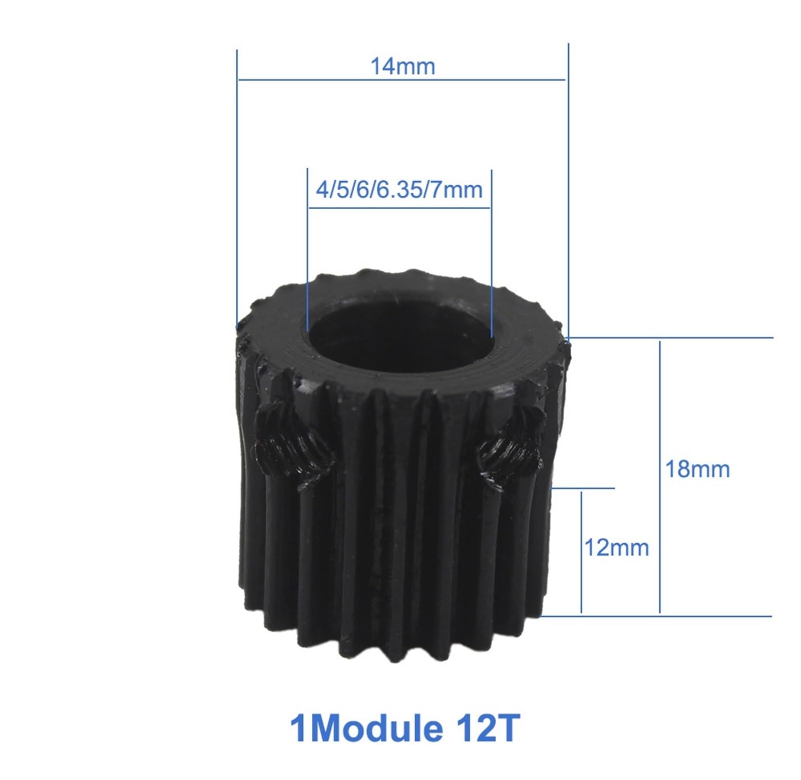 Bevel Gear Pinion Hardware Mechanical 1pcs Metal Gear Wheel 1Module 12T Spur Gear Pinion 4/5/6/6.35/7mm Inner Bore Mould 1 12Teeth Pinion Gears(6.35mm)