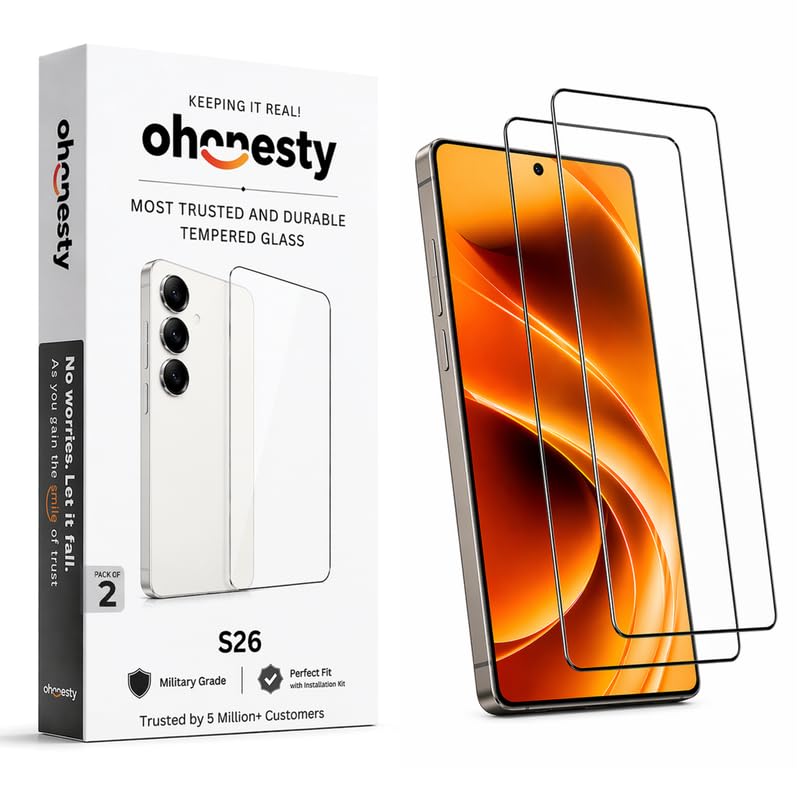 Image of UNBREAKcable Tempered Glass Screen Protector Compatible with Samsung Galaxy S26 | Full Coverage 9H Hardness, Scratch & Impact Resistant, HD Clear, Bubble-Free Easy Installation- Pack of 2