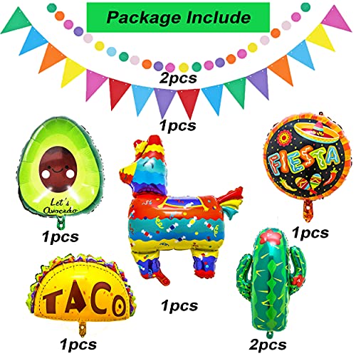 22 Pcs Fiesta Party Decoration, Multicolor Festival Mexicano Supplies With Cactus Avocado Balloons, Tissue Pom Paper Flowers, Pennants, Garland, Backdrop Banner For Cinco De Mayo, Mexican Theme Fiesta Party #TOP1