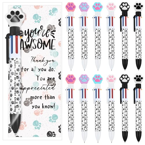 Set of appreciation pens with paw print toppers and a thank you card, highlighting gratitude for veterinary professionals in 2025.