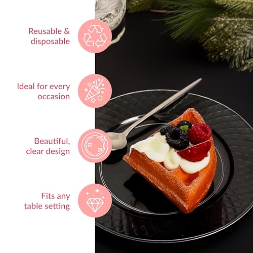 Prestee 7.5 Inch Clear Plastic Plates - 144 Ct Disposable Heavy Duty Appetizer Plates, Elegant Clear Plasticware for Weddings, Parties, Holiday Disposable Dessert Plates, Salad Plates for Events