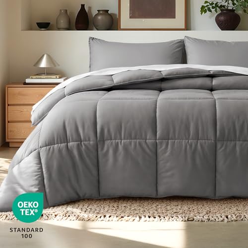 Image of Bare Home Comforter Set - Super King Size - Ultra-Soft - Goose Down Alternative - Premium 1800 Series - All Season Warmth (Super King, Grey)