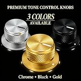 SALYMECONY 4pcs Aluminium Potentiometer Knobs Universal Top Hat Knobs Bell Control Knob with Set Screw for Guitar/Bass/AMPS/Preamps Black with Indicator (Black)