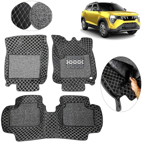 Image of Vahan Expo Premium 7D Car Mat Full Set for Xuv 3Xo 2024 || Luxury Leather Double-Stich 7D Car Floor Mat Complete Set || 100% Waterproof and Washable || Black