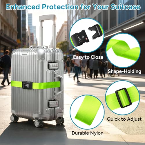 Image of Travel Inspira Luggage Straps for Suitcases with TSA Lock, Protect Your Luggage Anti-Burst, High Visibility Color, Easy to Identify Luggage Adjustable Heavy Duty Belt for 20-28Inch Suitcases