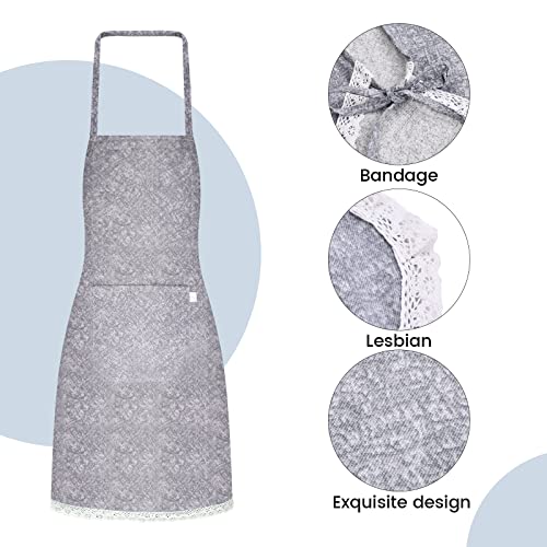 Grembiuli da Cucina 100% Cotone per Ristorante Caffetteria, Grembiuli Pettorina da Chef per Donna con Tasca, Grembiule Cuoco, Chef Bib Aprons for Women, Grembiule da Forno per Casa - immagine 4