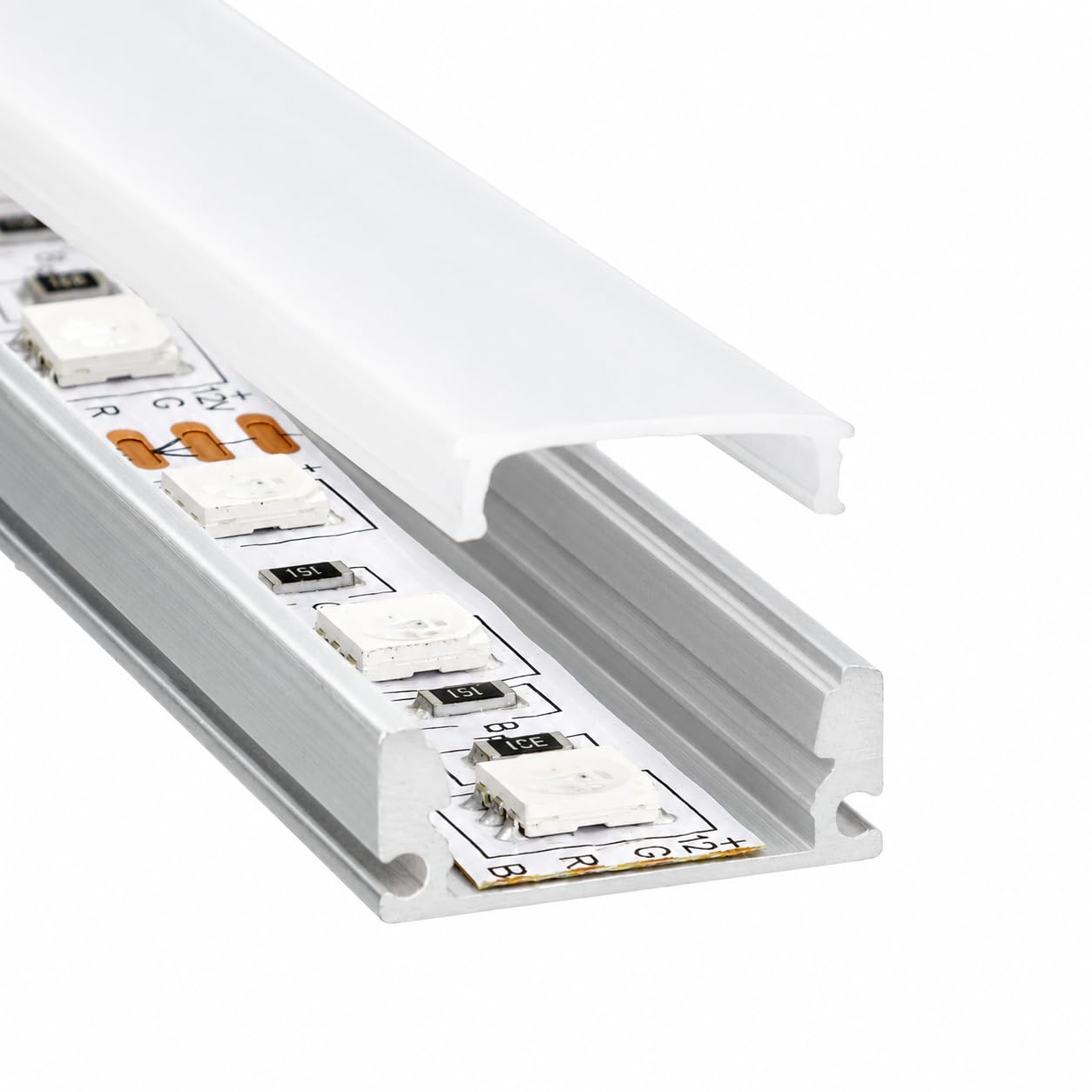 Jandei - opakowanie 10 x profile aluminiowe 1M Długość (17,3 mm x 6,85 mm) do montażu taśm LED na powierzchniach, kanał do świateł LED, półprzezroczysty dyfuzor. Obejmuje pokrywy i klipy montażowe