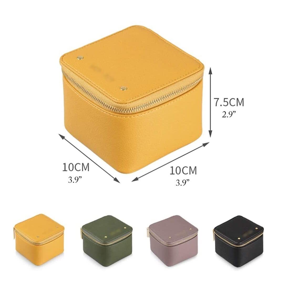 Organizer na Biżuterię Szkatułka na Biżuterię Travel Jewelry Organizer Kwadratowy Mały Futerał Do Przechowywania Biżuterii Ze Skóry PU Z Zamkiem Błyskawicznym Przenośny Do Naszyjnika Wisiorek Pierście
