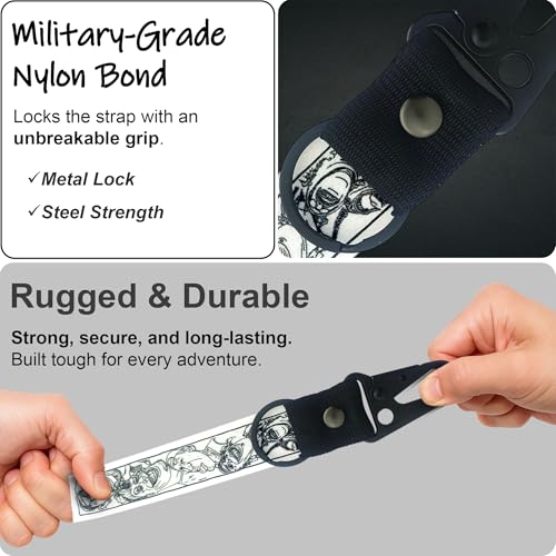 Image of SnapStrap Doodle Carabiner Keychain Strap (Lightweight and Compact) | For Bike, Keys ID Badge Wallet Holder and Everyday Carry Items, Wrist Keychain (Road Rush)