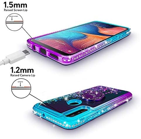 Miss Arts Case for Huawei P Smart 2019, Honor 10 Lite, [Silverback] Moving Liquid Holographic Glitter Case with Kickstand, Girls Women Bling Diamond Ring Cover for P Smart 2019/Honor 10 Lite -Purple