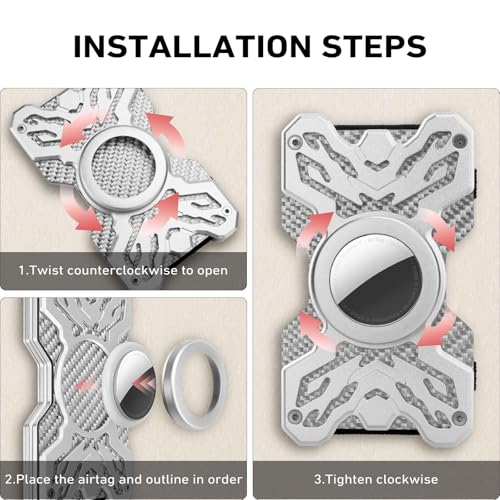 Minimalist Slim Wallet for Men - Carbon Fiber Front Pocket for Men RFID Blocking - Credit Card Holder with Money Clip for APPLE Airtag Stocking Stuffers for Men (Silver)3