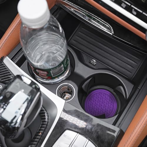 Image of Mandark 4PCS Car Cup Holder Coasters, 2.75 Inch Non-Slip Insert Water Bottle Holder Pads, Dustproof Automotive Interior Accessories Mat, Universal for Vehicles, Trucks, RVs and More (Purple)