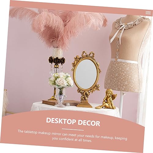 Espejo de maquillaje vintage de mesa con soporte elegante miniatura 2