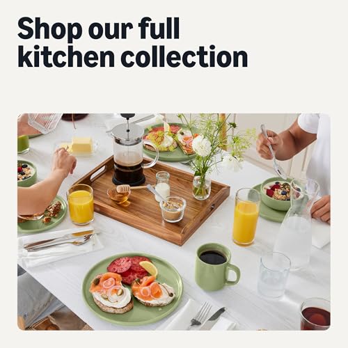 Image of Amazon Basics Glazed Stoneware Bowls, 4-Piece Set, Microwave and Dishwasher-Safe, 20 oz. Capacity, 5.5 in., Olive