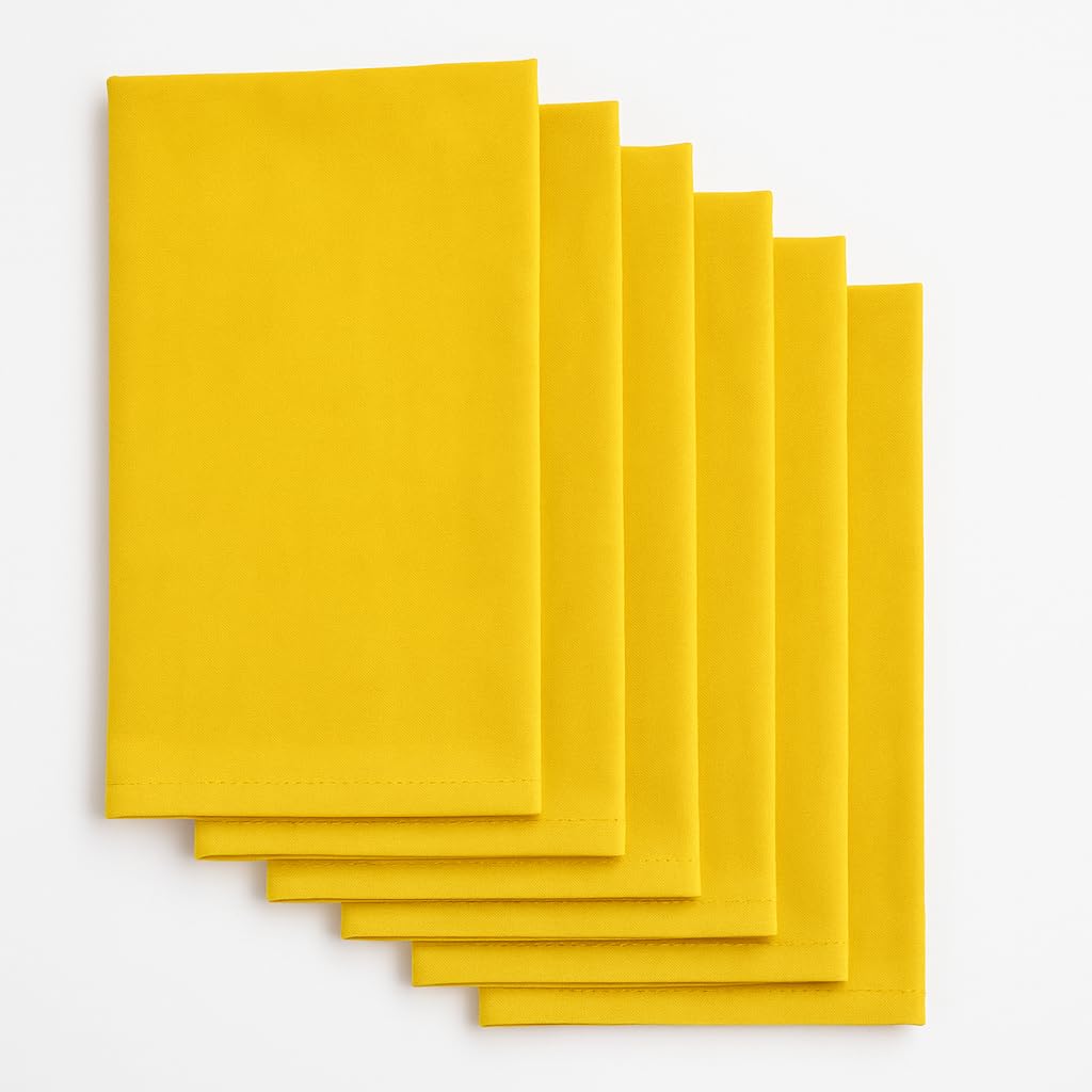 TOSQP27 100% Cotton Dinner Napkins Yellow – Set of 6, 18x18 Inch Cloth Napkins, Reusable Washable Fabric Table Napkins for Home & Restaurant