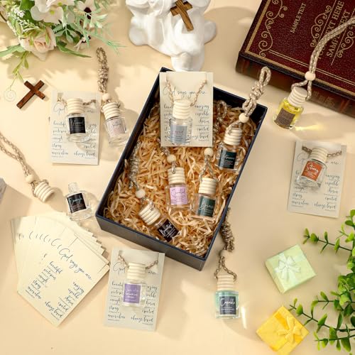 Image of Maxdot 24 Set Christian Gift Church Father's Day Bulk, Empty Hanging Car Air Freshener Diffuser Bottles 8ml for Women Men, Employee Staff Appreciation, CNA Week Gifts