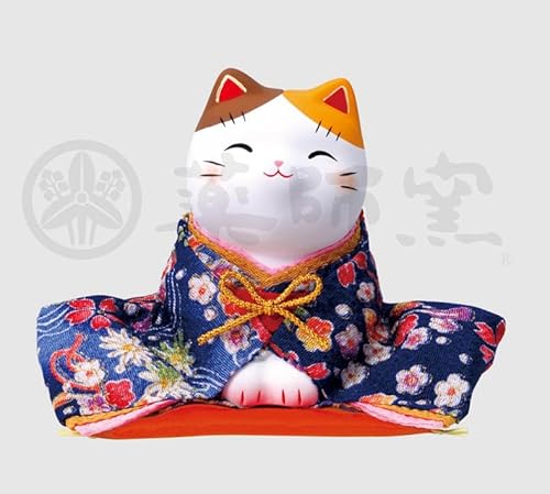 薬師窯 錦彩 ちりめん 招き猫(おじぎ・大)
