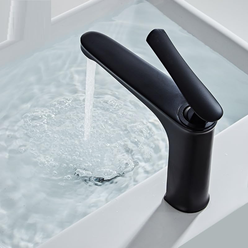 Robinet de lavabo noir en cuivre résistant aux fuites pour salle de bains