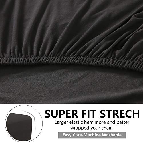Stretch Dining Chair Slipcovers, Xl/Oversized Removable Washable Soft Spandex Extra Large Dining Room Chair Covers For Kitchen Hotel Table Banquet Solid Color (4 Per Set, Black) #TOP4