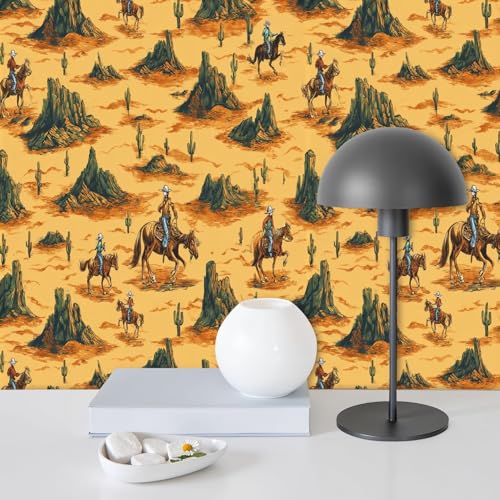 FUIENCFKE Western Peel and Stick Wallpaper Wild West Cowboy Riding