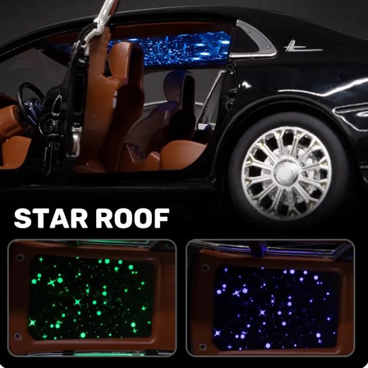 Image of Alokik Enterprise 1:24 Marcedes Benz E300L Diecast Metal Pull Back Car with 6 Openable Doors with Sound and Light Toy Decoration car Best Gift Toys for Kids 【Black】